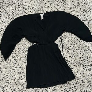Pleated Good American Black Mini Dress
